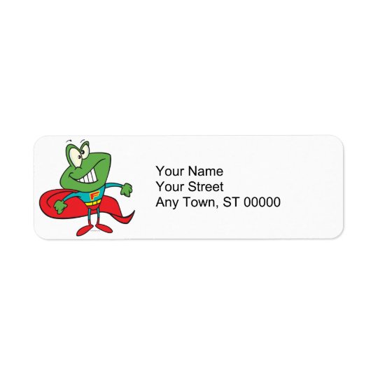 silly superhero super hero frog return address label