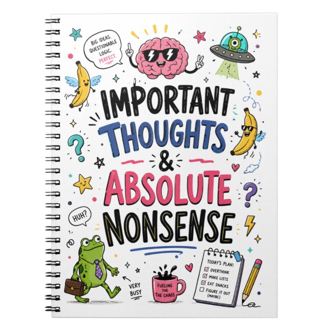 Silly Thoughts Funny Doodle Notebook (Front)
