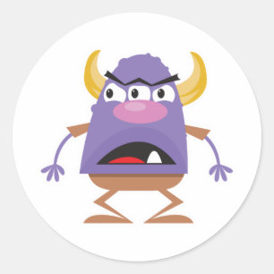 silly three-eyed ogre monster classic round sticker