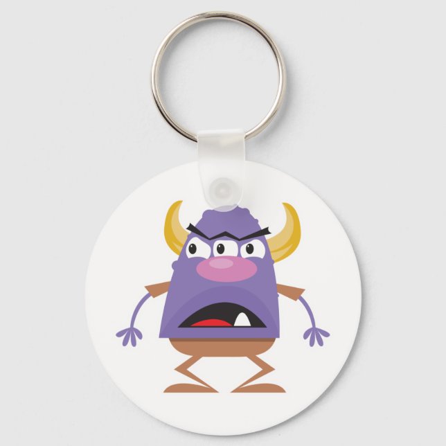 silly three-eyed ogre monster key ring (Front)