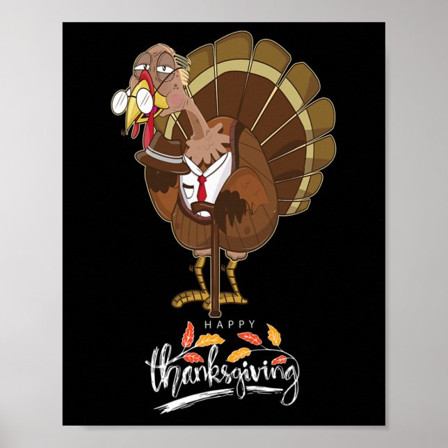Silly Turkey Face - Funny Thanksgiving Fall Joke H Poster (Front)