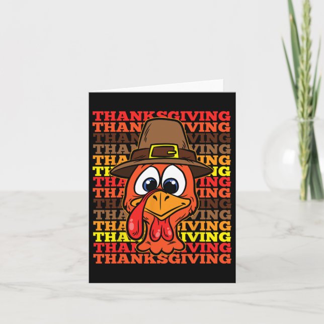 Silly Turkey Face Thanksgiving Day Funny Bird Fall Card (Front)