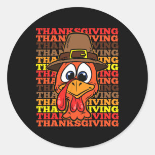 Silly Turkey Face Thanksgiving Day Funny Bird Fall Classic Round Sticker