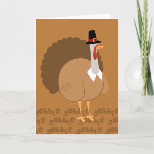 Silly Turkey Pilgrim Thanksgiving Greeting Card