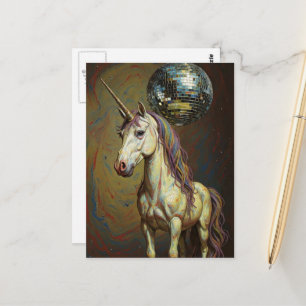 Silly unicorn at the disco postcard