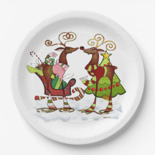 Silly Whimsey Christmas Mooks PARTY Paper Plate
