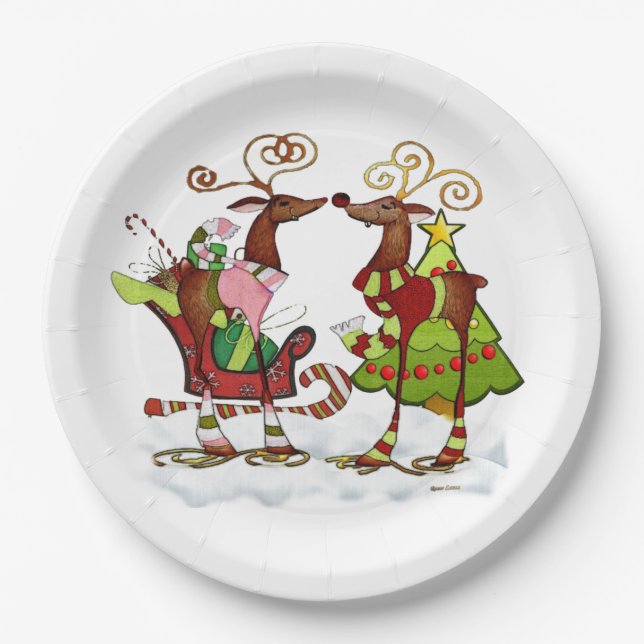 Silly Whimsey Christmas Mooks PARTY Paper Plate (Front)