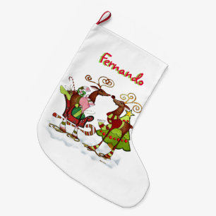 Silly Whimsey Christmas Mooks PERSONALIZED Large Christmas Stocking