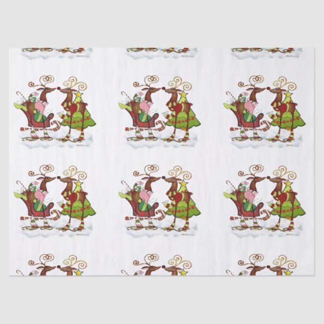Silly Whimsey Christmas Mooks Tissue Paper (Front)