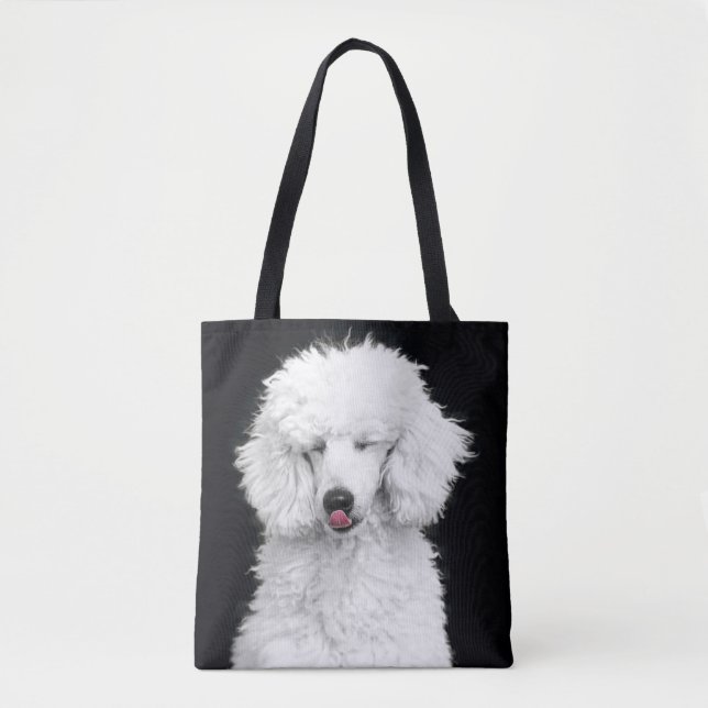 Silly White Poodle Tote Bag (Front)