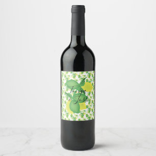 Silo Lemon and Limes Yellow Green Wedding Wine Label
