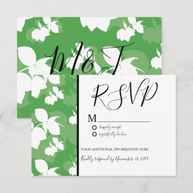Silo Lemon Lime Seamless Green Pattern Wedding Invitation (Front/Back)
