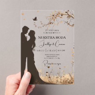 Silueta de novio y novia  acrylic invitations