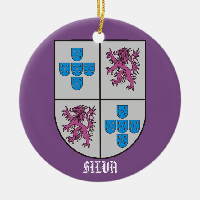Silva Family Coat of Arms Christmas Ceramic Tree Decoration (Front)