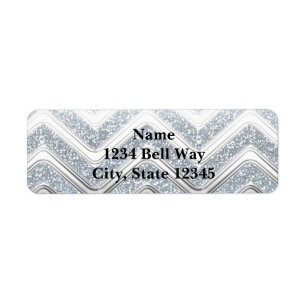 Silve & White Glitter Glam Party Address Label