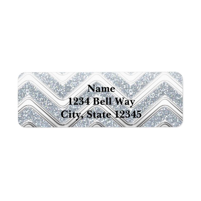 Silve & White Glitter Glam Party Address Label (Front)