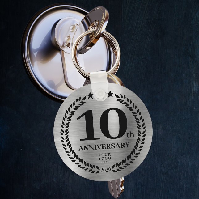 Silver 10th Business Anniversary Commemorative Key Ring (Silver 10th Business Anniversary Commemorative Keychain
)