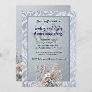 Silver 10th Wedding Anniversary Party Invitation