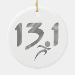 Silver 13.1 half-marathon ceramic tree decoration