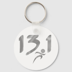 Silver 13.1 half-marathon key ring