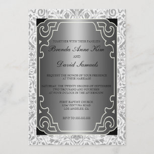 Silver 1920s Art Deco Wedding Invitation