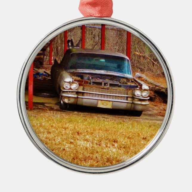 Silver 1963 Sadan Deville Metal Tree Decoration (Front)