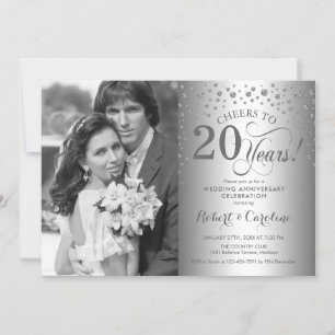 Silver 20th Wedding Anniversary with Photo Invitation