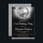 Silver 21st Birthday Party Disco Ball - 70's Party Invitation<br><div class="desc">Silver Twenty First Birthday Party Disco Ball Party Invitation. The Silver and Black 21st Birthday Party Invitation is perfect for a modern 21st Birthday Party. Please contact designer for customised matching items.</div>