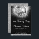 Silver 21st Birthday Party Disco Ball - 70's Party Invitation<br><div class="desc">Silver Twenty First Birthday Party Disco Ball Party Invitation. The Silver and Black 21st Birthday Party Invitation is perfect for a modern 21st Birthday Party. Please contact designer for customised matching items.</div>