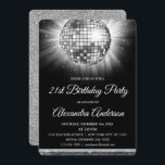 Silver 21st Birthday Party Disco Ball - 70's Party Invitation<br><div class="desc">Silver Twenty First Birthday Party Disco Ball Party Invitation. The Silver and Black 21st Birthday Party Invitation is perfect for a modern 21st Birthday Party.</div>