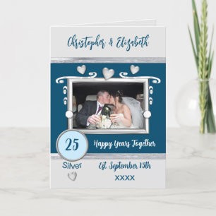Silver 25th anniversary add photo names blue card