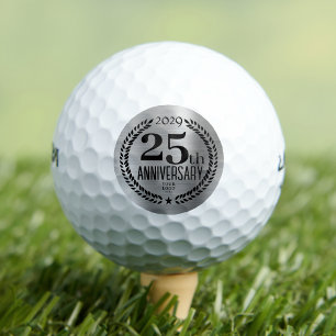 Silver 25th Anniversary Business Logo Golf Balls