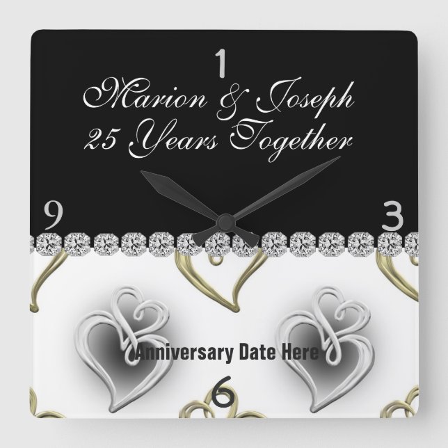 SILVER 25th Anniversary GIFT Wall Clock (Front)