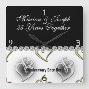 SILVER 25th Anniversary GIFT Wall Clock