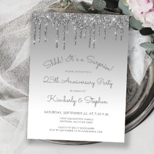 Silver 25th Anniversary Surprise Party Postcard