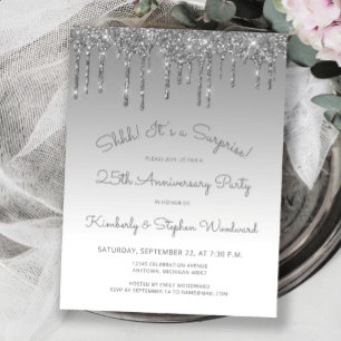 Silver 25th Anniversary Surprise Party Postcard