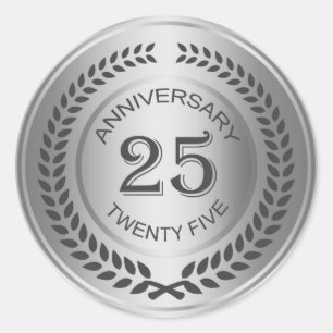 Silver 25th Anniversary with laurel wreath Sticker