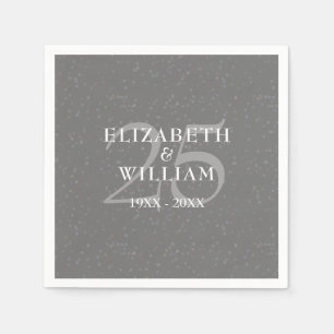 Silver 25th Wedding Anniversary Chic Confetti Napkin