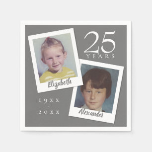 Silver 25th Wedding Anniversary Childhood Photos Napkin