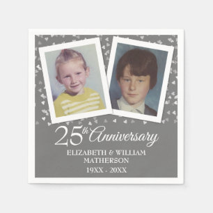 Silver 25th Wedding Anniversary Childhood Photos Napkin