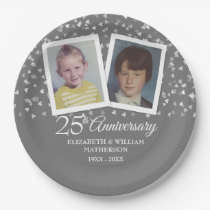 Silver 25th Wedding Anniversary Childhood Photos Paper Plate