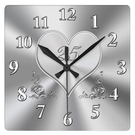 Image of Silver 25th Wedding Anniversary Clocks
