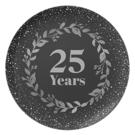 Silver 25th Wedding Anniversary Gift 25 Years Plate ...