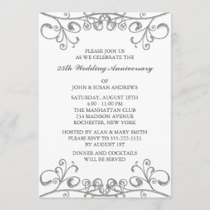 Silver 25th Wedding Anniversary Invitation