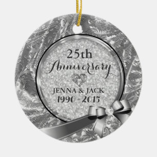 Silver 25th Wedding Anniversary Ornament