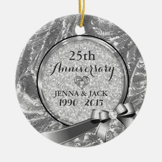 Silver 25th Wedding Anniversary Ornament | Zazzle.co.uk