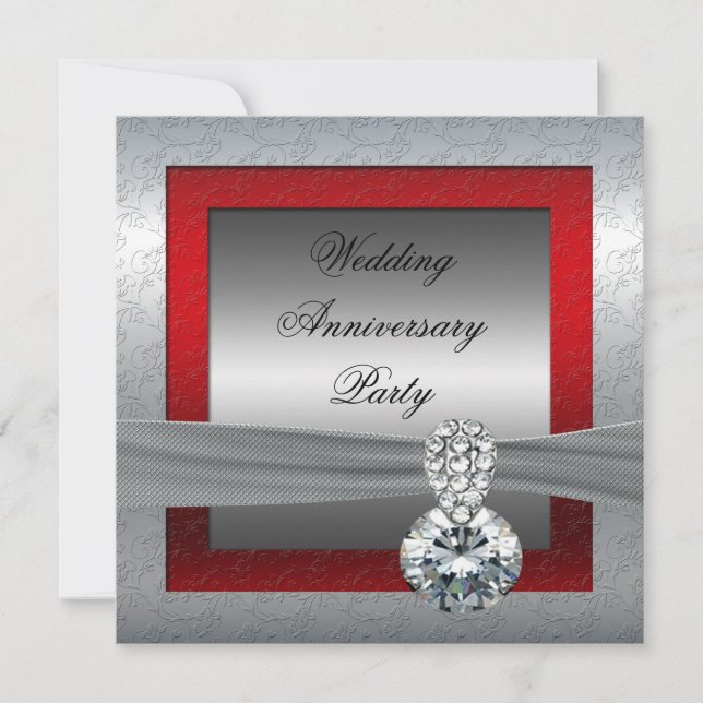 Silver 25th Wedding Anniversary Party Invitation (Front)