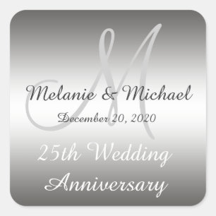 Silver 25th Wedding Anniversary Stickers