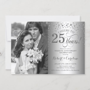 Silver 25th Wedding Anniversary with Photo Invitation