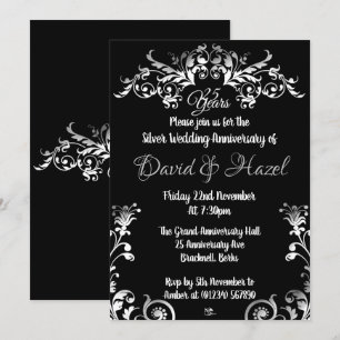 Silver 25th Wedding Anniversay Invitations